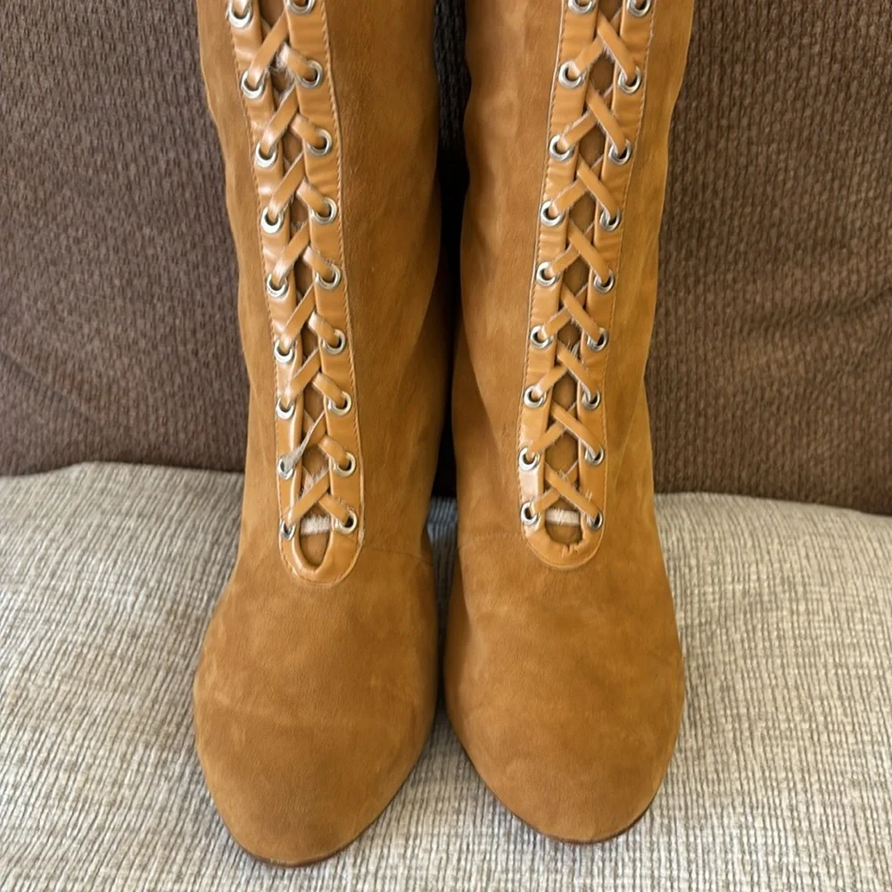 Madison Harding Suede Knee-high lace-up Leather laces Boots Size 9 - Picture 4 of 16